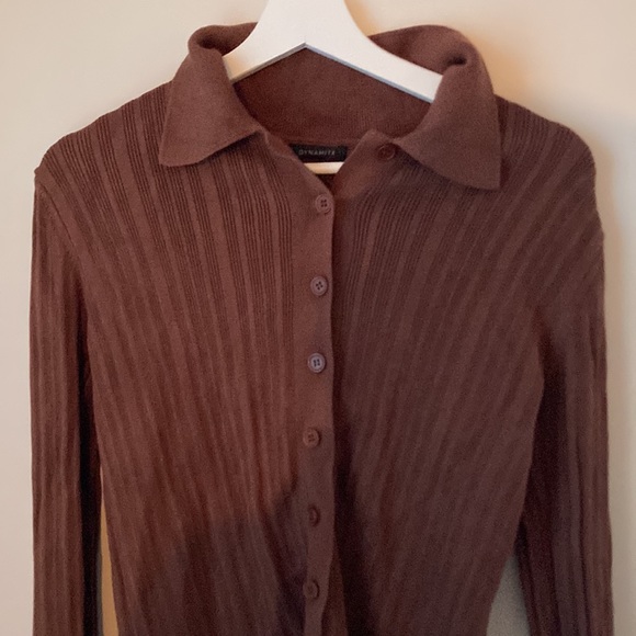 Brown DYNAMITE long sleeve shirt. Like new - Picture 2 of 3
